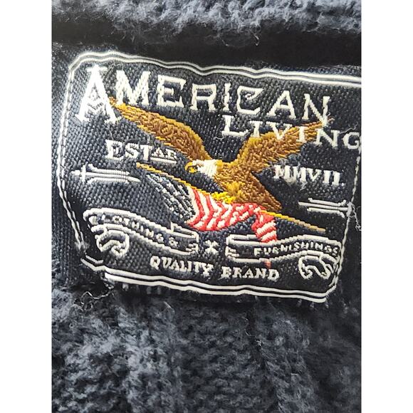 American Living Cable Knit Sweater Vest Women's L Navy Button Down Cowl Neck - Picture 7 of 8